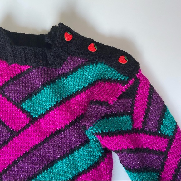 Vintage handmade knit girls sweater 80s inspired - Picture 3 of 8